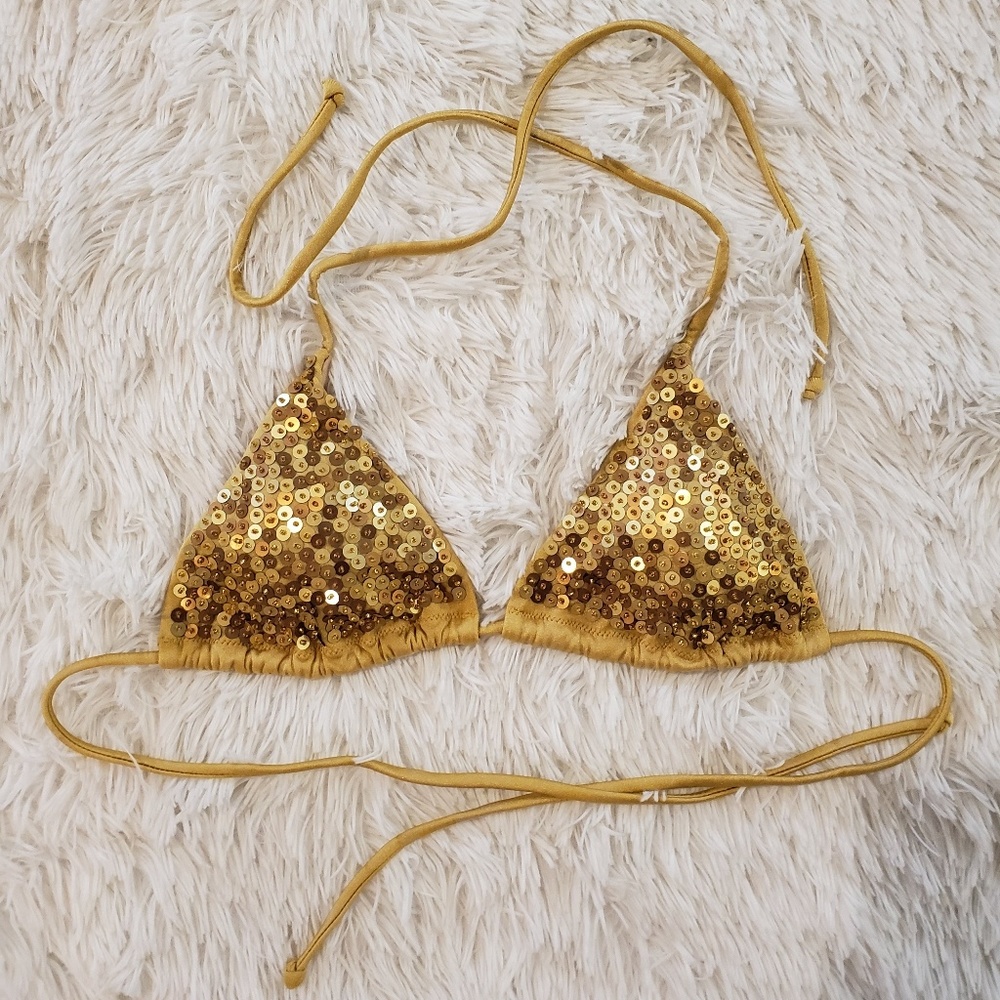 Victoria's Secret Gold Sequin Bikini Top